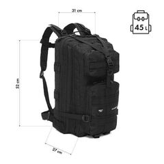 NILS CAMP plecak taktyczny 45L Ranger NC3902 czarny, Kolor: czarny, Rozmiar: one size, 6 zdjęcie