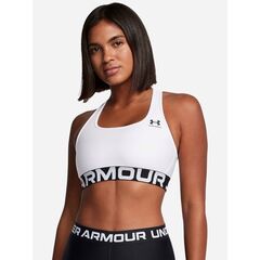 UNDER ARMOUR biustonosz sportowy do ćwiczeń UA HG Mid Branded, Kolor: biały, Rozmiar: XS