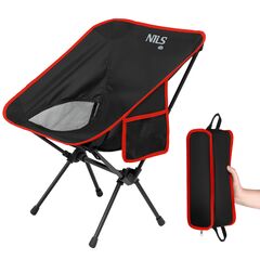 NILS CAMP składane krzesło turystyczne z etui NC3320 czarne, Kolor: czarny, Waga: 0,5