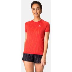 ODLO Koszulka techniczna damska T-shirt crew neck s/s ZEROWEIGHT CERAMIC czerwona, Kolor: czerwony, Rozmiar: S