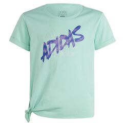 adidas T-shirt dziewczęcy Dance Knotted Tee girls Jr HR5817, Kolor: zielony, Rozmiar: 152 cm