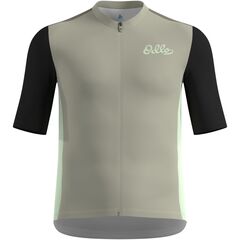 Koszulka rowerowa męska Odlo ESSENTIAL HERITAGE PRINT T-shirt s/u collar s/s full zip szara, Kolor: szary, Rozmiar: L