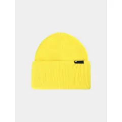 4F czapka z szerokim wywinięciem typu beanie 4FJWAW25ACAPU652, Kolor: żółty, Rozmiar: one size