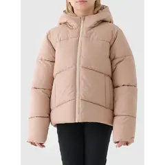 4F kurtka dla dziewczynki puchowa 4FJWAW25TDJAF615 beżowa, Kolor: beżowy, Rozmiar: 164