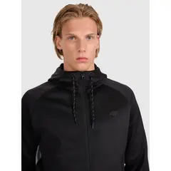 4F bluza męska treningowa zapinana z wykończeniem szybkoschnącym 4FWAW25TFSWM587 czarny