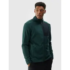 4F bluza polarowa męska z kieszonką na klatce 4FWAW25TFLEM414 zielony