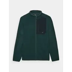 4F bluza polarowa męska z kieszonką na klatce 4FWAW25TFLEM414 zielony