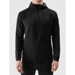 4F bluza męska treningowa zapinana z wykończeniem szybkoschnącym 4FWAW25TFSWM587 czarny