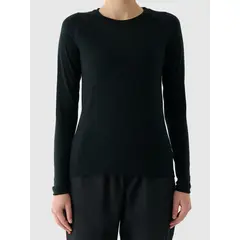 4F bluzka damska z długim rękawem z wełny merino 4FWAW25TFLOF433 czarny