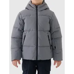 4F kurtka puchowa chłopięca pikowana narciarska 4FJWAW25TTJAM0822 szary