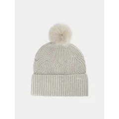 4F czapka damska zimowa z pomponem 4FWAW25ACAPF620 beżowa, Kolor: beżowy, Rozmiar: M