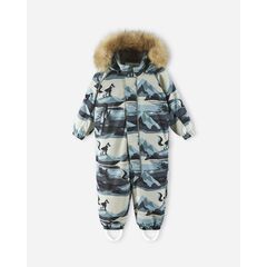REIMA kombinezon zimowy z futerkiem Lappi beżowo-niebieski, Kolor: beżowy, Rozmiar: 80 cm