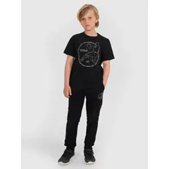 4F spodnie chłopięce z miękkim meszkiem wewnątrz 4FJWAW25TTROM1258 czarne, Kolor: czarny, Rozmiar: 158