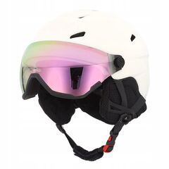 4F kask narciarski z wbudowanymi goglami i regulowaną wentylacją U096 biały, Kolor: biały, Rozmiar: 52-56