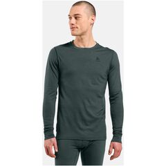 ODLO Bielizna termoaktywna z długim rękawem BL TOP crew neck l/s MERINO 200 zielona, Kolor: zielony, Rozmiar: S