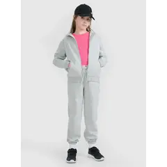 4F bluza dla dziewczynki rozpinana z kapturem + spodnie dresowe zestaw szary, Kolor: szary, Rozmiar: 140, 6 zdjęcie