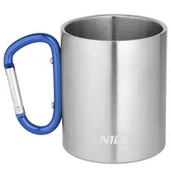 NILS CAMP NC17110 KUBEK KEMPINGOWY Z KARABIŃCZYKIEM 300 ML STAL NIERDZEWNA NIEBIESKI, Kolor: niebieski, Rozmiar: one size