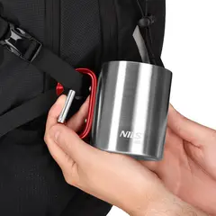 NILS CAMP NC17110 KUBEK KEMPINGOWY Z KARABIŃCZYKIEM 300 ML STAL NIERDZEWNA CZERWONY, Kolor: czerwony, Rozmiar: one size, 4 zdjęcie