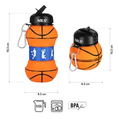 NILS NC4104 BUTELKA SPORTOWA SKŁADANA 550ML BASKETBALL, 3 zdjęcie