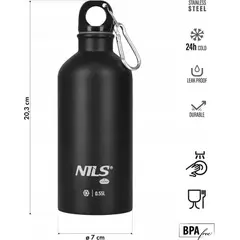 NILS CAMP NC3801 BUTELKA TURYSTYCZNA 550ML CZARNA, Kolor: czarny, Rozmiar: one size, 2 zdjęcie