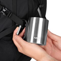 NILS CAMP NC17110 KUBEK KEMPINGOWY Z KARABIŃCZYKIEM 330 ML STAL NIERDZEWNA CZARNY, Kolor: czarny, Rozmiar: one size, 3 zdjęcie