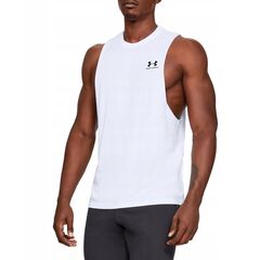 UNDER ARMOUR koszulka męska treningowa UA LEFT CHEST CUT OFF TANK biała, Kolor: biały, Rozmiar: XL, 4 zdjęcie