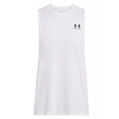 UNDER ARMOUR koszulka męska treningowa UA LEFT CHEST CUT OFF TANK biała, Kolor: biały, Rozmiar: L