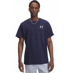 UNDER ARMOUR męski t-shirt bawełniany M LOGO EMB HEAVYWEIGHT SS granatowy, Kolor: granatowy, Rozmiar: L