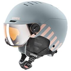 Uvex Rocket jr. Visor kask narciarski dziecięcy z wizjerem snowboard szary, Kolor: szary, Rozmiar: 54-58