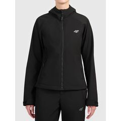 4F F605 Kurtka damaska SOFTSHELL z kapturem na co dzień czarna, Kolor: czarny, Rozmiar: L