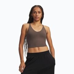 Under Armour UA Meridian Support Tank damski top treningowy z usztywnieniem brązowy, Kolor: brązowy, Rozmiar: XS