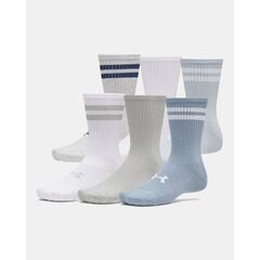 UNDER ARMOUR skarpetki sportowe za kostkę unisex Essential 6 par Crew mix błękit, Kolor: szary, Rozmiar: M