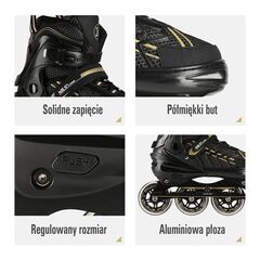 NILS EXTREME rolki damskie regulowane z kauczukowymi kołami NA1128 czarne/złote, Kolor: złoty, Rozmiar: 43-45, 3 zdjęcie