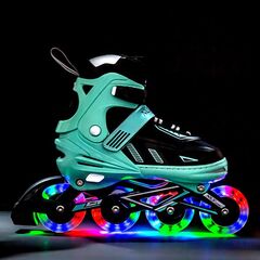 NILS EXTREME rolki regulowane z świecącymi kołami LED NA11230A zielone, Kolor: zielony, Rozmiar: 39-42, 2 zdjęcie
