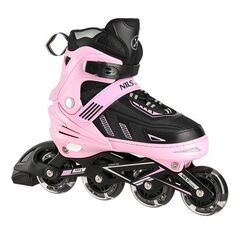NILS EXTREME rolki regulowane ze świecącymi kołami LED NA11230A różowe, Kolor: różowy, Rozmiar: 35-38