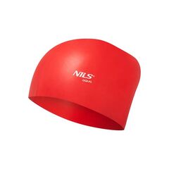 Czepek Silikonowy Do Długich Włosów Jednokolorowy NQC NILS AQUA, Kolor: czerwony