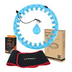 ZESTAW Hula Hop Hhw01 Blue Z Wypustkami I Obciążnikiem + Pas Br163 Red HMS, Kolor: niebieski