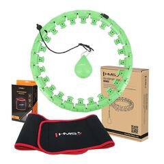 ZESTAW Hula Hop Hhw01 Green Z Wypustkami I Obciążnikiem + Pas Br163 Red HMS, Kolor: zielony