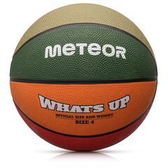 Piłka do koszykówki dziecięca treningowa Meteor What's Up niebieska, Kolor: zielony/pomarańczowy, Waga: 0.31, Rozmiar: 4