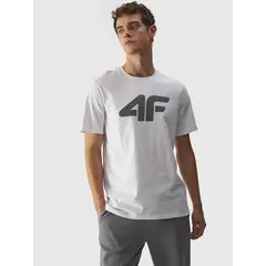4F koszulka męska sportowa t-shirt bawełniany M1844 biały, Kolor: biały, Rozmiar: S