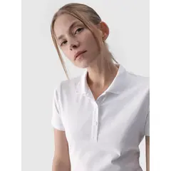 4F koszulka polo damska t-shirt bawełniany F317 biały, Kolor: biały, Rozmiar: XS, 4 zdjęcie