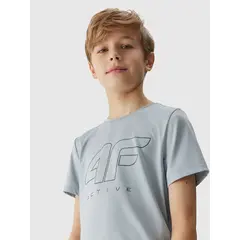 4F Koszulka dziecięca sportowa t-shirt na W-F M691 biały, Kolor: szary, Rozmiar: 158/164, 4 zdjęcie