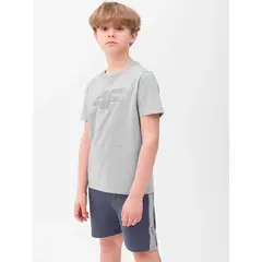 4F T-shirt koszulka chłopięca bawełniana z krótkim rękawem szara, Kolor: szary, Rozmiar: 122