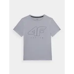 4F Koszulka dziecięca sportowa t-shirt na W-F M691 biały, Kolor: szary, Rozmiar: 158/164, 2 zdjęcie