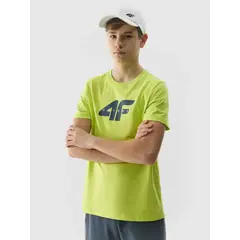 4F T-shirt koszulka chłopięca bawełniana z krótkim rękawem zielona, Kolor: zielony, Rozmiar: 134