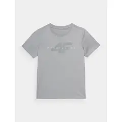 4F T-shirt koszulka chłopięca bawełniana z krótkim rękawem szara, Kolor: szary, Rozmiar: 146, 3 zdjęcie