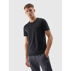 4F t-shirt męski koszulka treningowa funkcyjna do ćwiczeń M598 biała, Kolor: czarny, Rozmiar: S