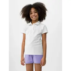 4F polo dziewczęce bawełniane z kołnierzykiem F1148 białe, Kolor: biały, Rozmiar: 122, 4 zdjęcie