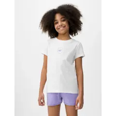 4F t-shirt koszulka dziecięca  sportowa bawełniana F1111 biała, Kolor: biały, Rozmiar: 122