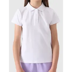 4F polo dziewczęce bawełniane z kołnierzykiem F1148 białe, Kolor: biały, Rozmiar: 122, 5 zdjęcie